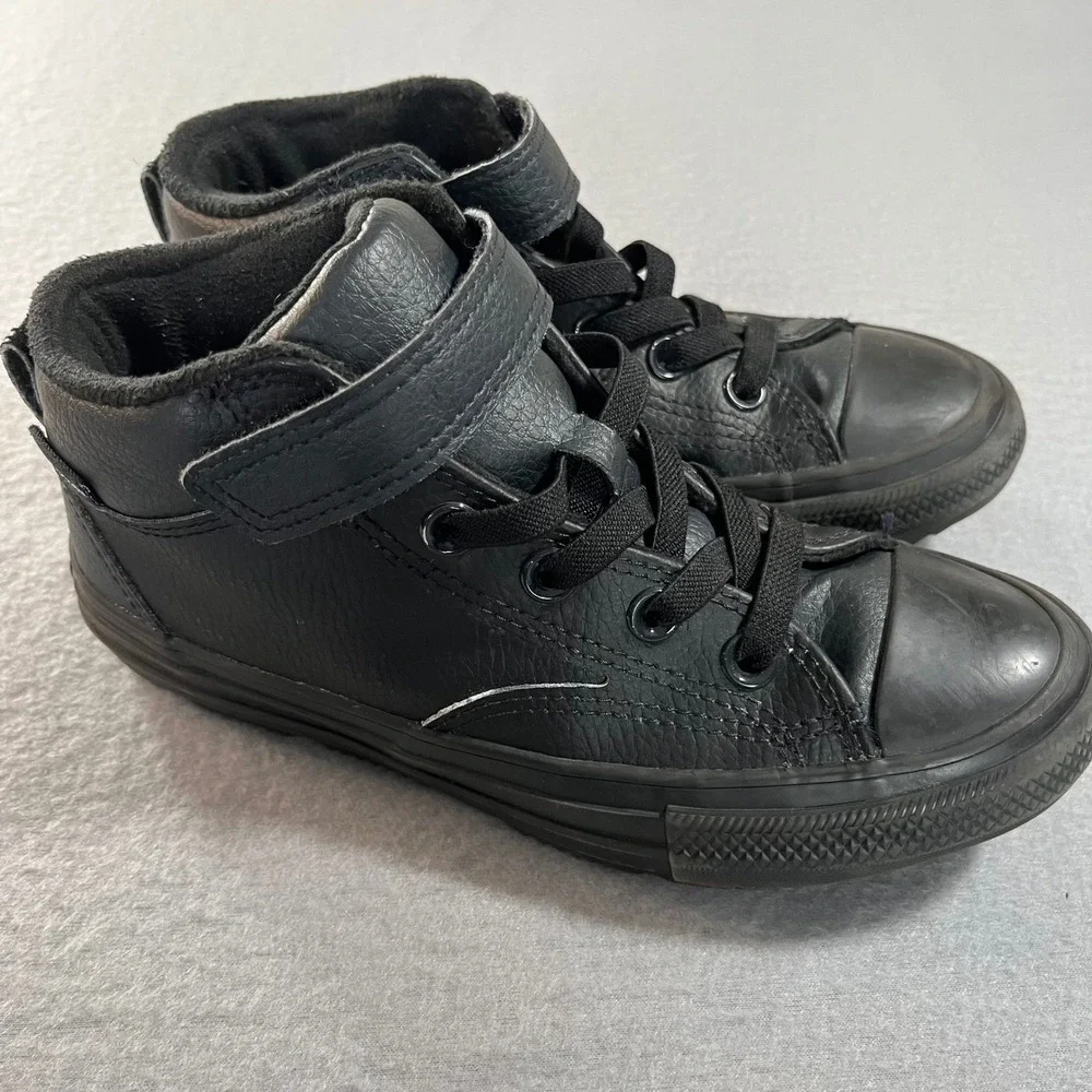 Converse Chuck Taylor All Star Axel Mid Youth‎ Black Leather Sneakers A04818C 2